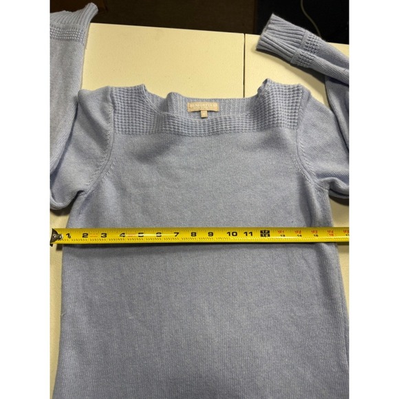 Benedetta B Knit Sweater Medium Blue Long Sleeve Boat Neck Pullover - Picture 3 of 9